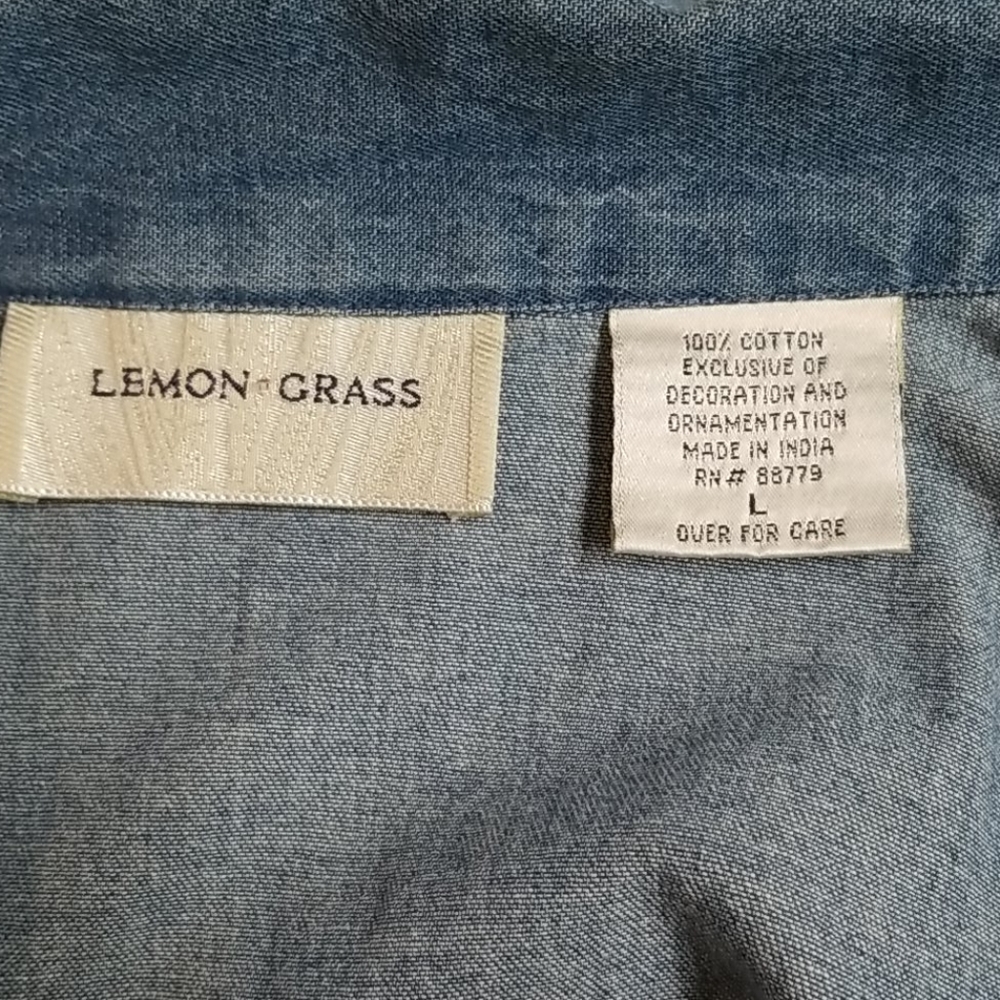 Lemon Grass Womens Large Denim Halloween Blouse - Picture 6 of 8